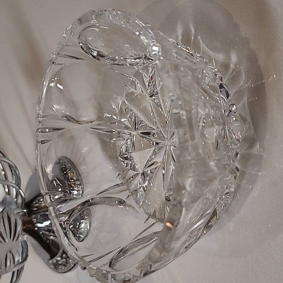 Vintage old English recreation #4021 metal basket w/ crystal bowl - Picture 3 of 9